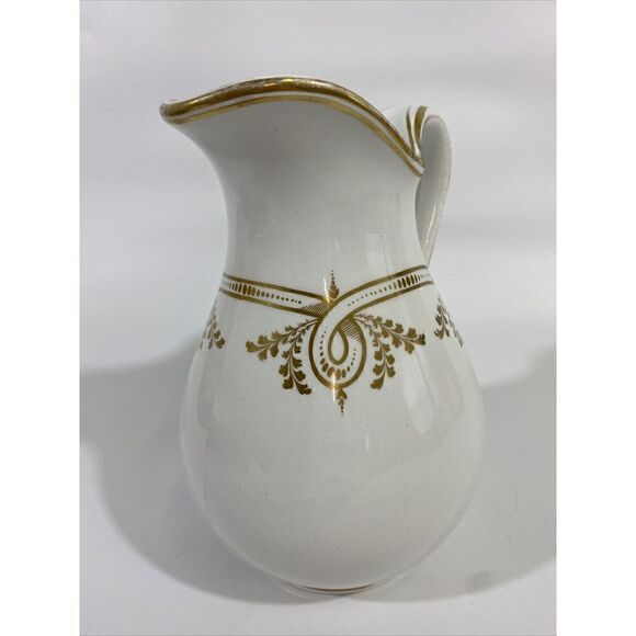 Antique Haviland French White Gilded Painted Pitcher 7.5” - Picture 4 of 14